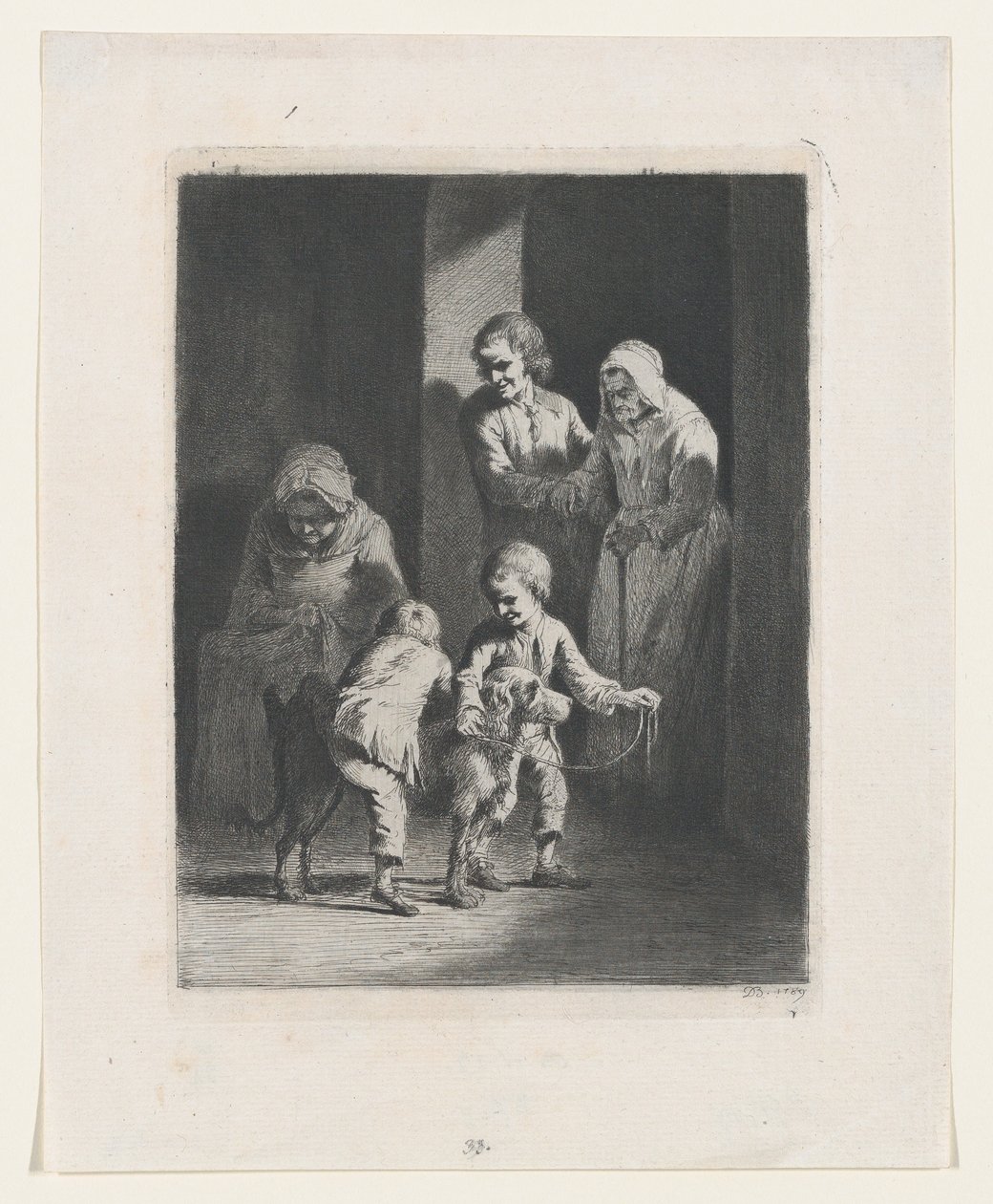 Kinderen spelen met een hond, 1789 door Jean Jacques de Boissieu