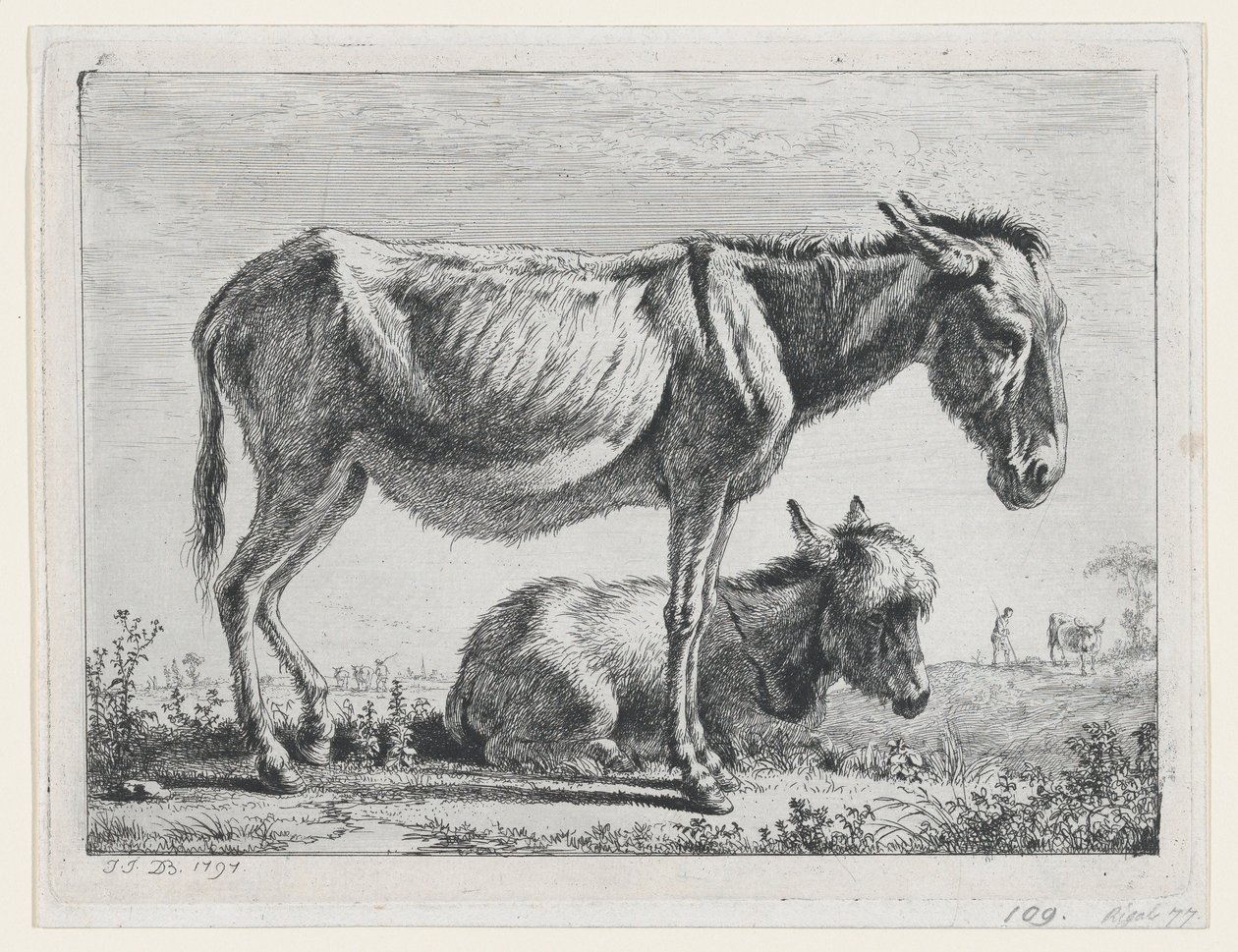 Jenny met haar veulen, 1797 door Jean Jacques de Boissieu