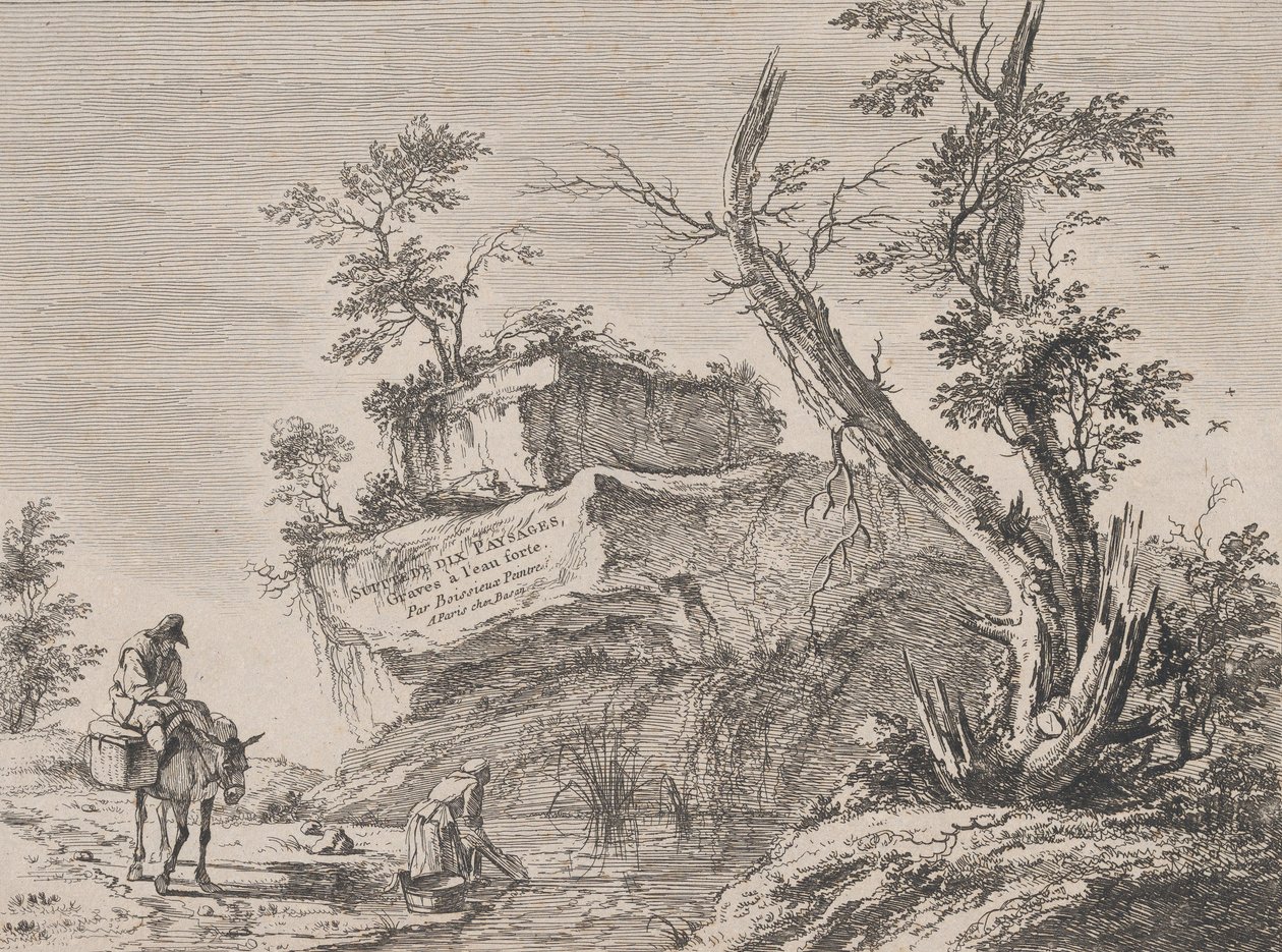 Titelpagina voor een serie van tien landschappen, 1763 door Jean Jacques de Boissieu