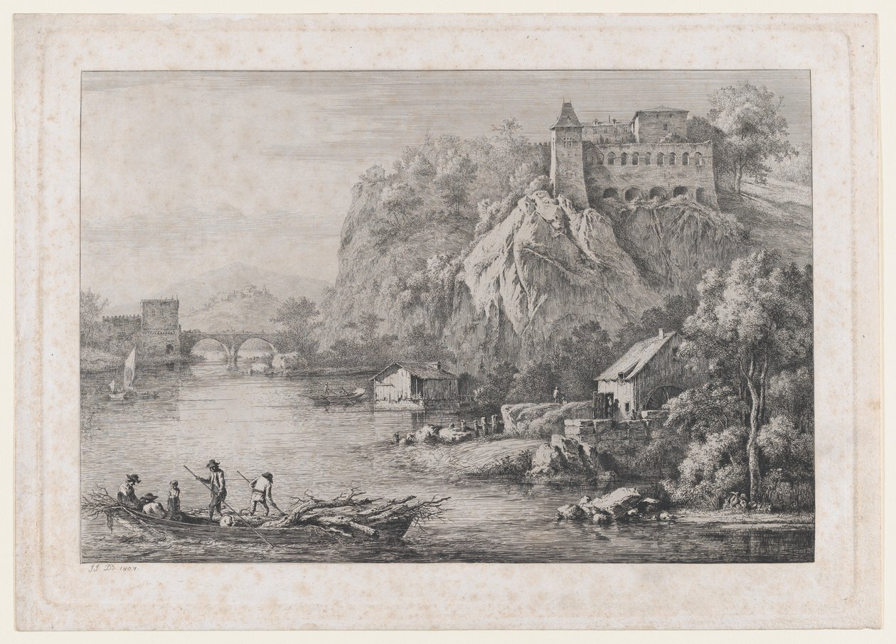 Uitzicht op het klooster van de blootsvoetse karmelieten in Lyon, 1807 door Jean Jacques de Boissieu