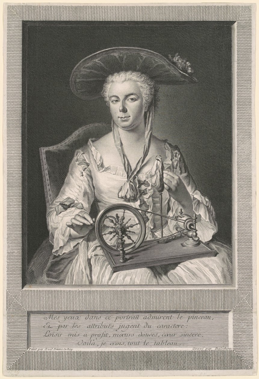Madame Arlon Zijde Spinnend door Jean Joseph Balechou, after Jacques Andre Joseph Camelot Aved
