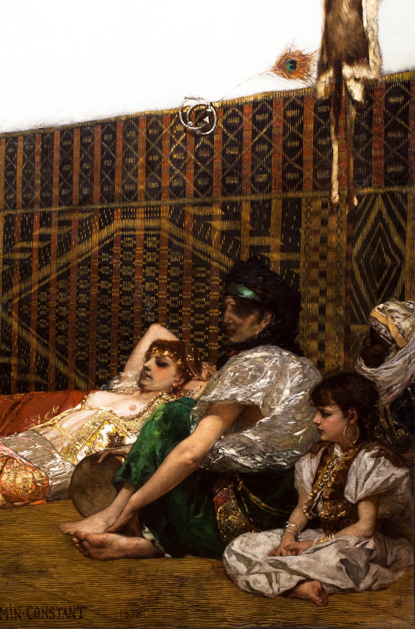 Interieur van een harem in Marokko (detail) door Jean Joseph Benjamin Constant