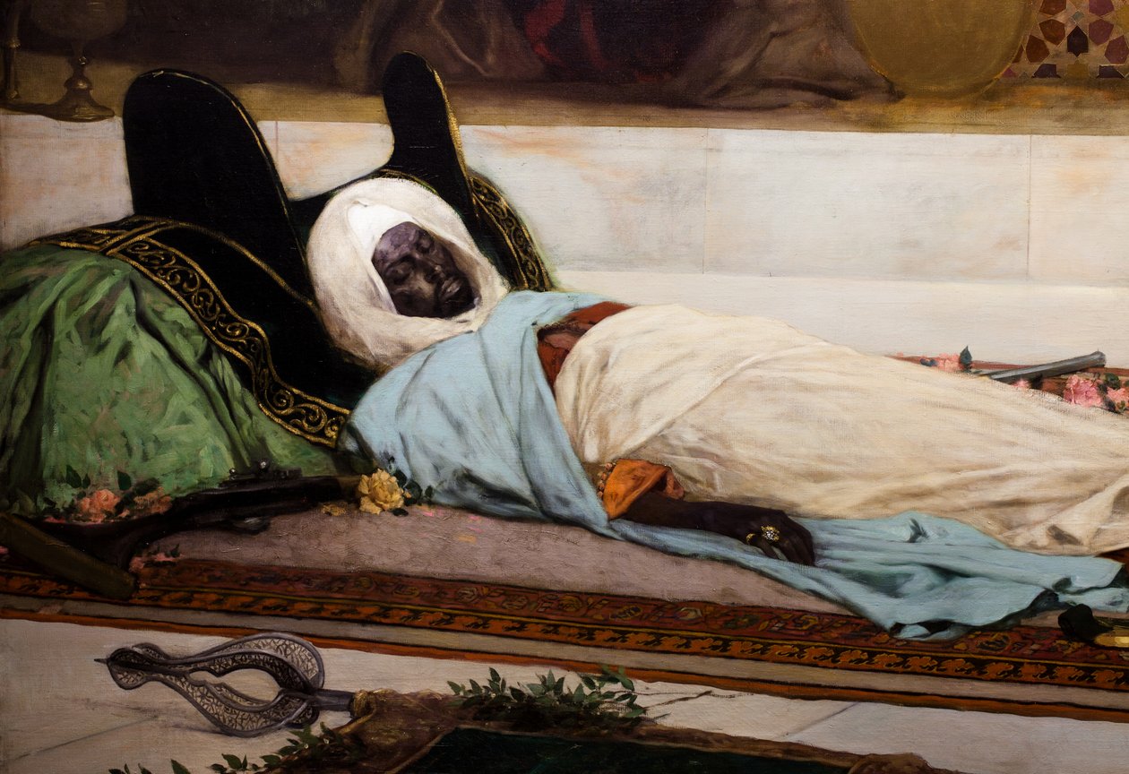 Le jour des funerailles - Scène uit Marokko (detail) door Jean Joseph Benjamin Constant
