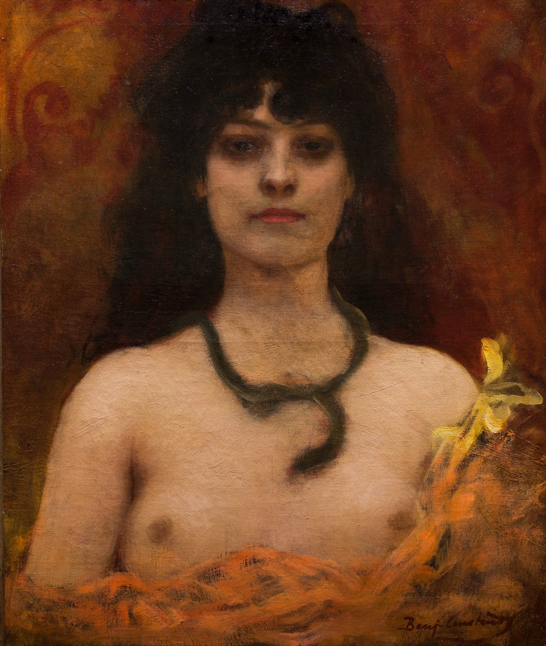 Oriëntalistisch portret van een naakte vrouw, ongedateerd. (Olieverf op doek) door Jean Joseph Benjamin Constant