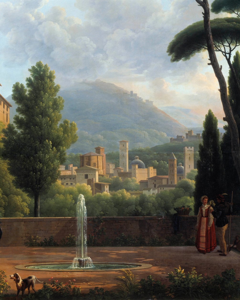 Landschap bij de fontein (detail) door Jean Joseph Bidault