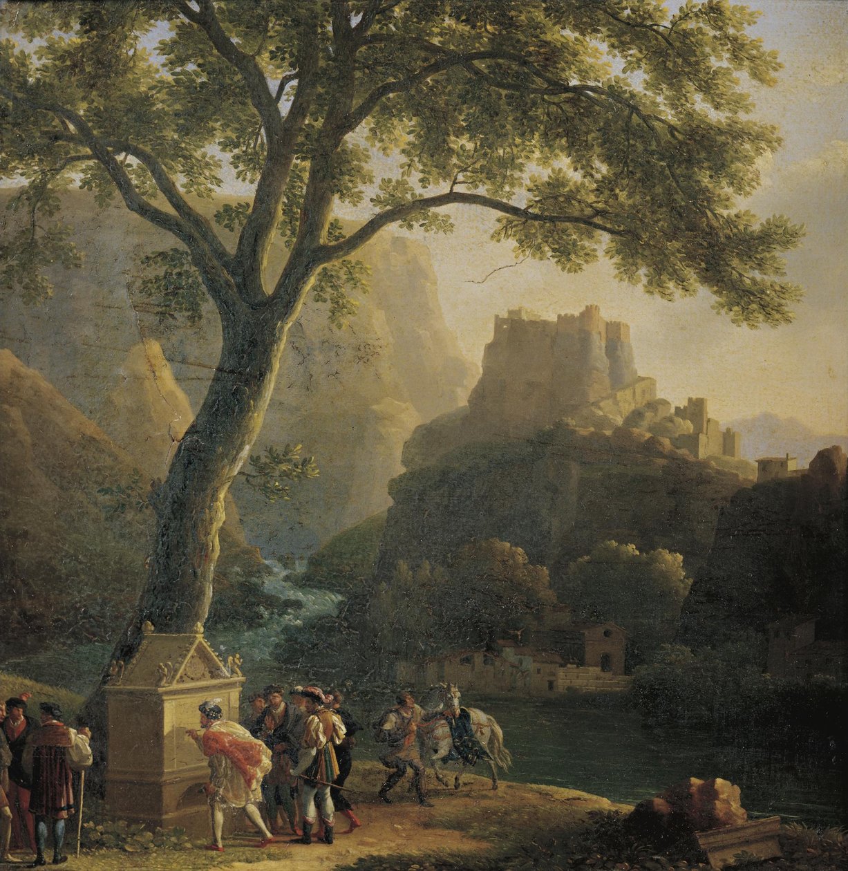 Frans: François Ier à la fontaine de Vaucluse François I bij de fontein van Vaucluse door Jean Joseph Xavier Bidauld