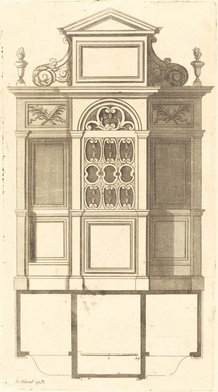 Plan en elevatie van de mooiste biechtstoelen van Parijs, zeer getrouw gemeten door Jean Le Blond