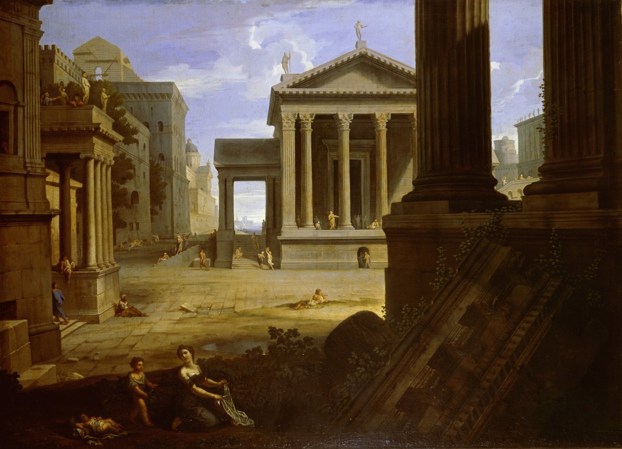 Plein van een oude stad door Jean Le Maire