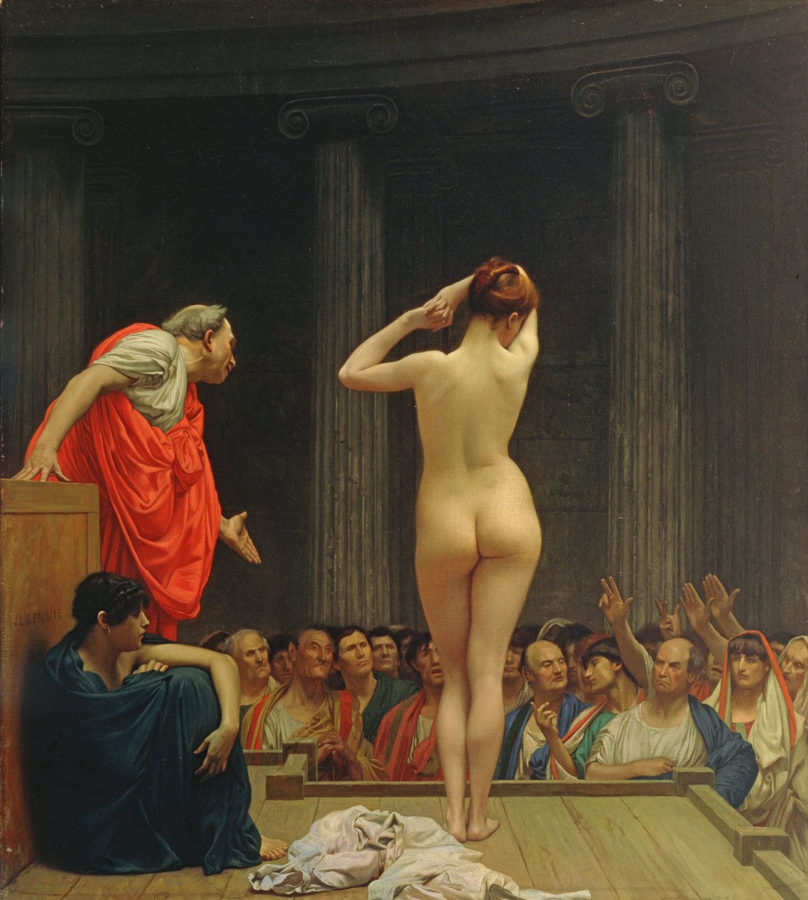 Een Romeinse slavenmarkt door Jean Leon Gerome