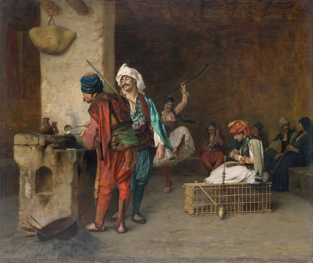 Caféhuis, Caïro Gieten van Kogels, 1884 of eerder door Jean Leon Gerome