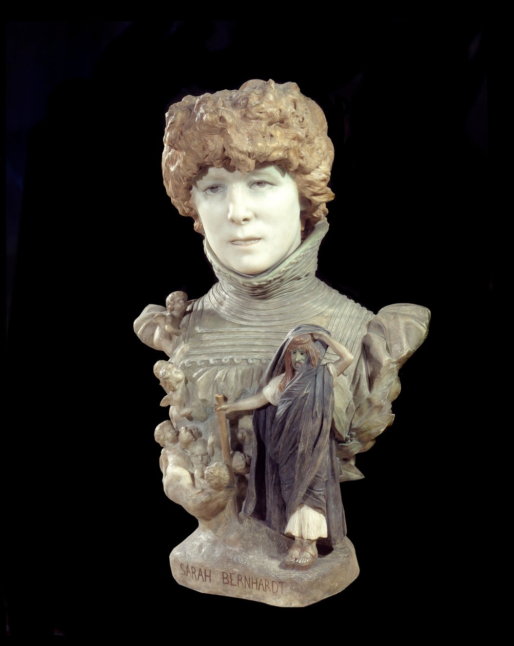 Marmeren buste van comédienne Henriette Rosine Bernard, genaamd Sarah Bernhardt (1844-1923). Beeldhouwwerk door Jean Léon Gérôme (1824-1904) 1895 Parijs, Musée d