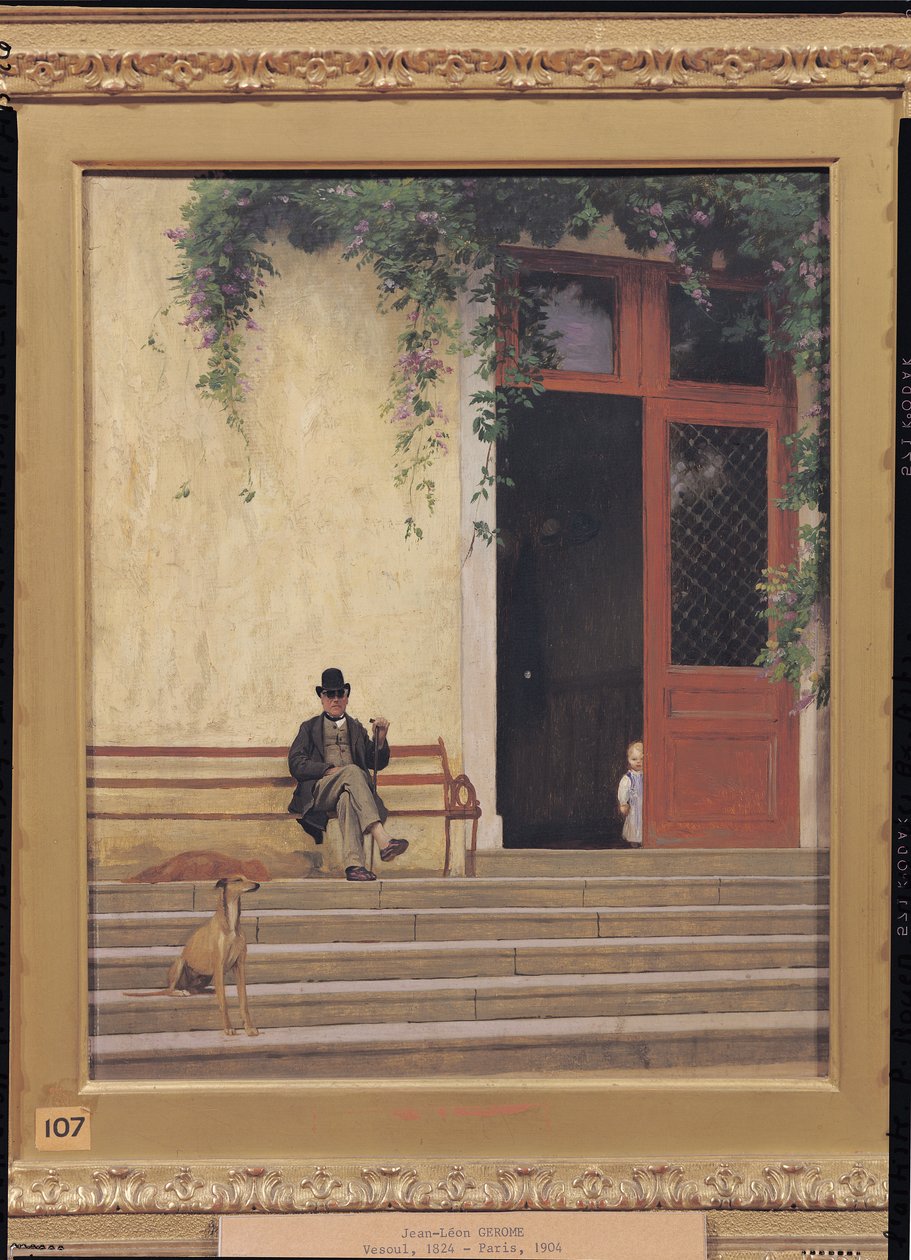 De Vader en Zoon van de Kunstenaar op de Drempel van zijn Huis, ca. 1866-67 door Jean Leon Gerome
