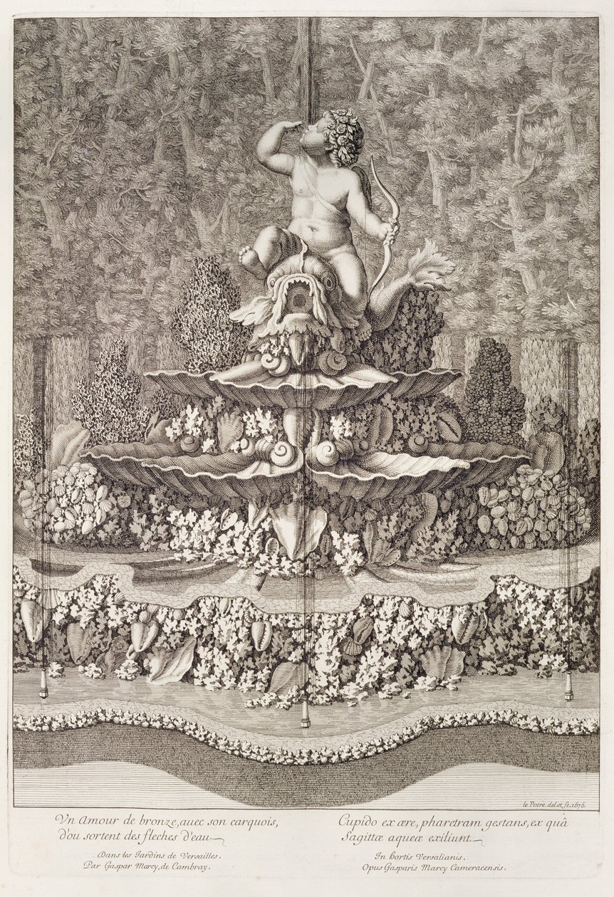 Fontein met cupido door Gaspar Marcy in Versailles, 1676 door Jean Lepautre