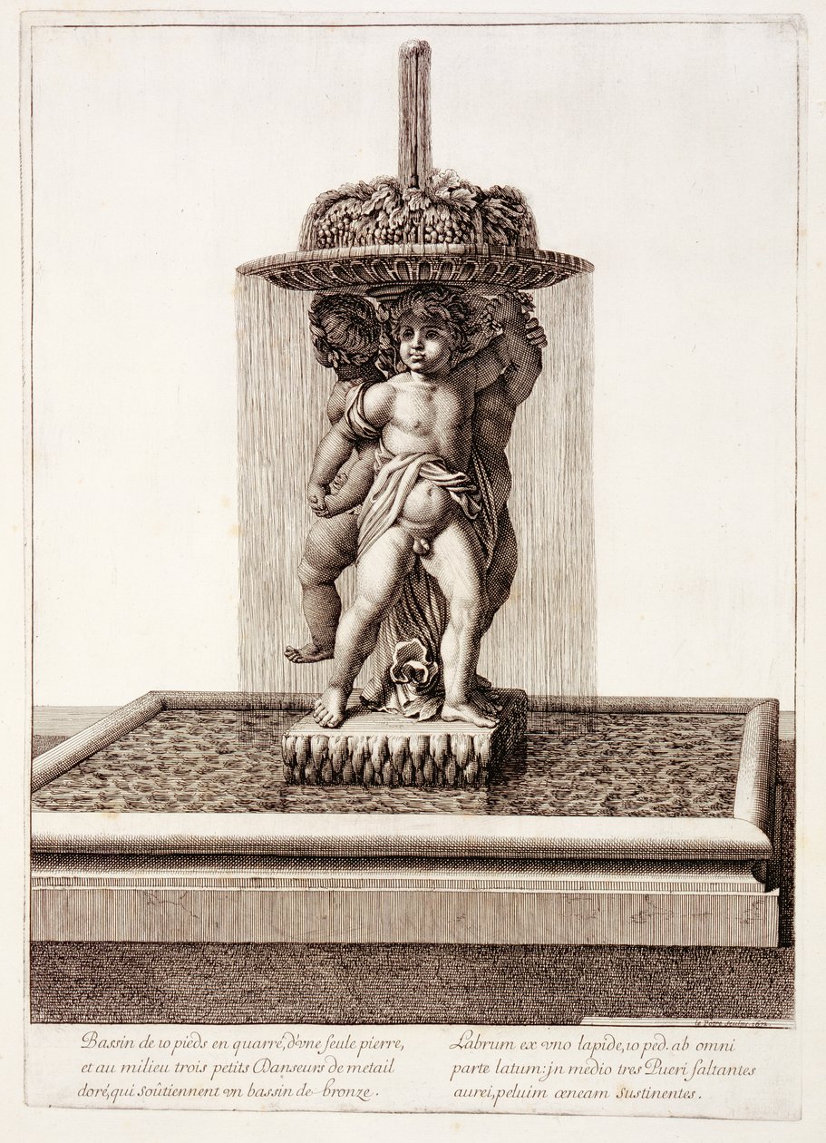 Fontein met drie vergulde dansers in Versailles, 1672 door Jean Lepautre