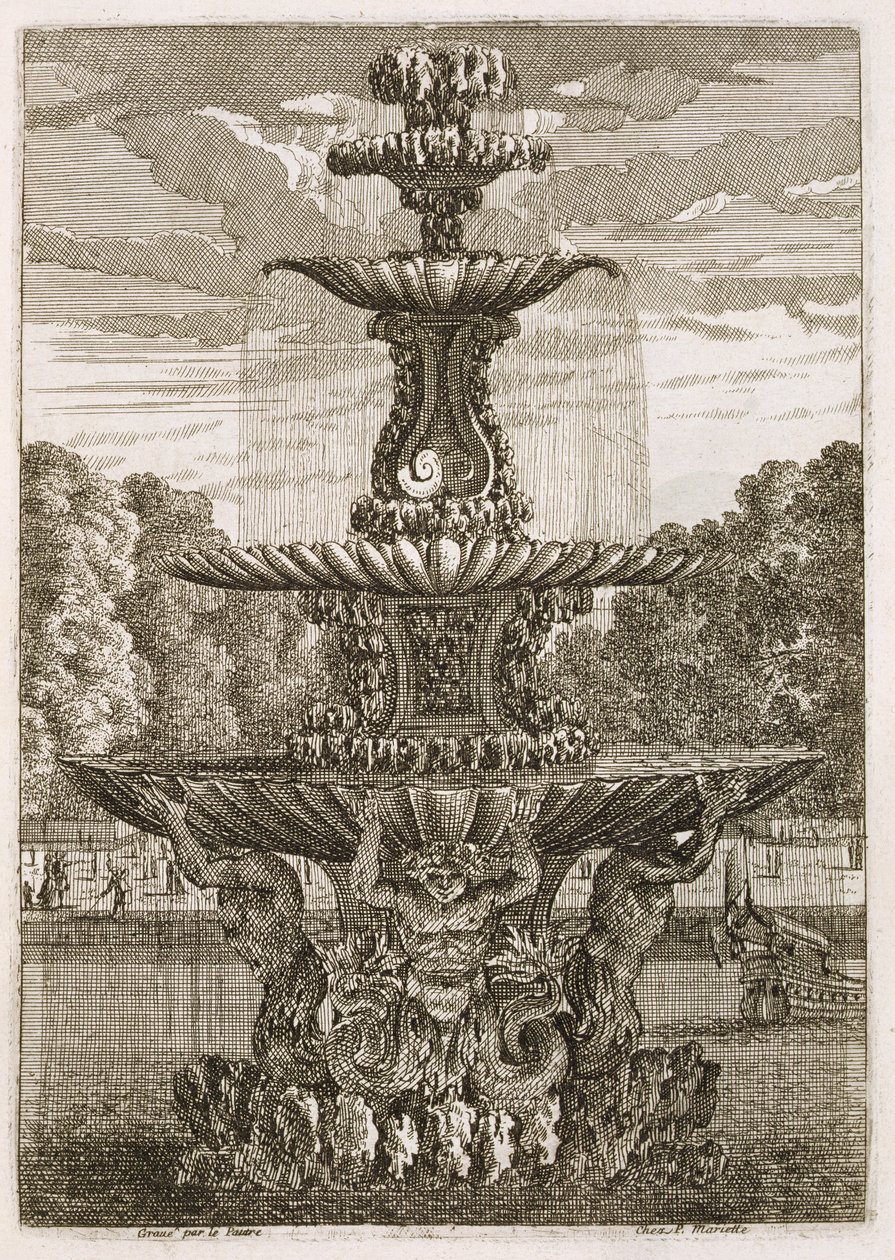Plaat uit Fonteinen en Waterstralen in Italiaanse Stijl, 1661 door Jean Lepautre