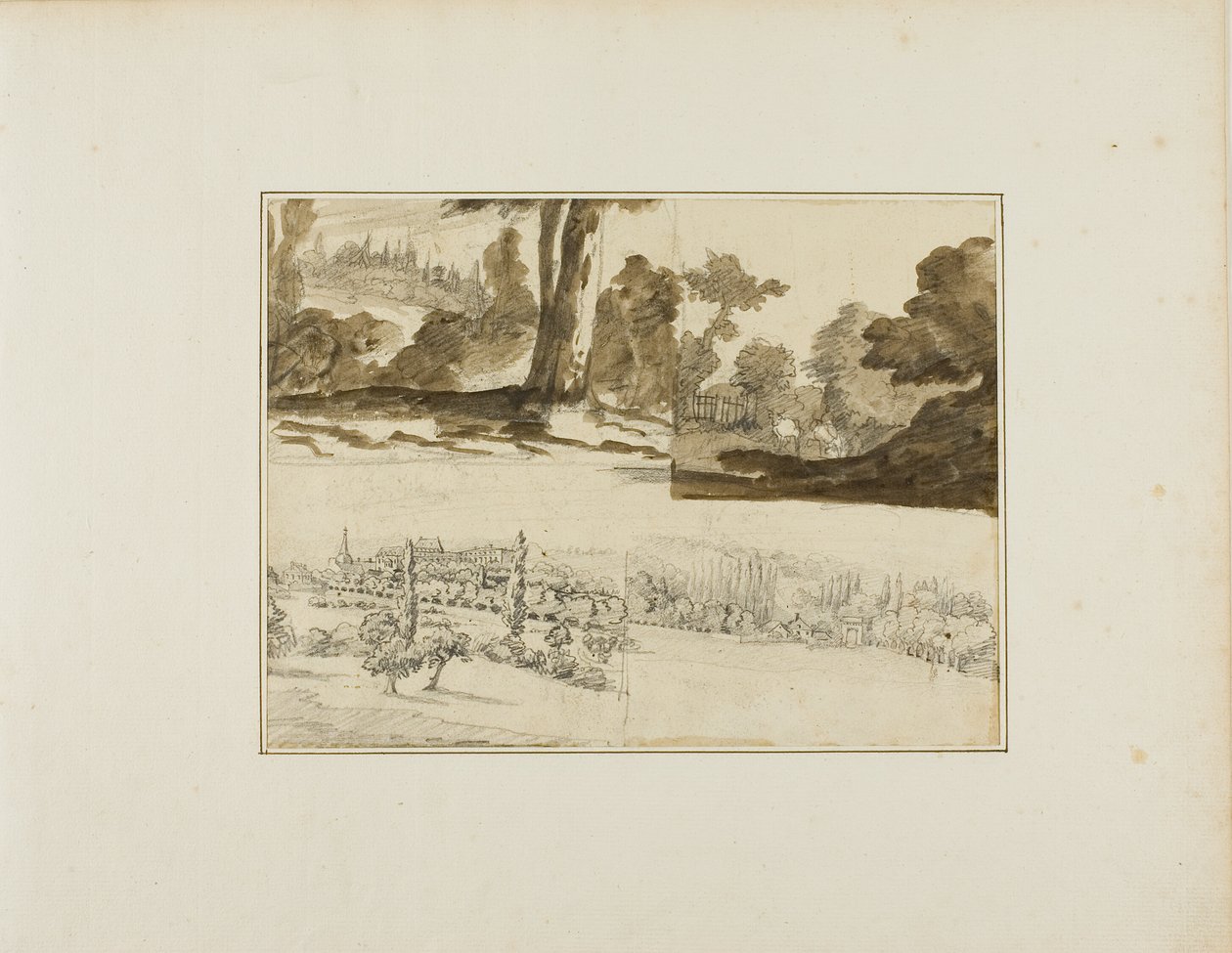 Vier landschappen door Jean Louis André Théodore Géricault