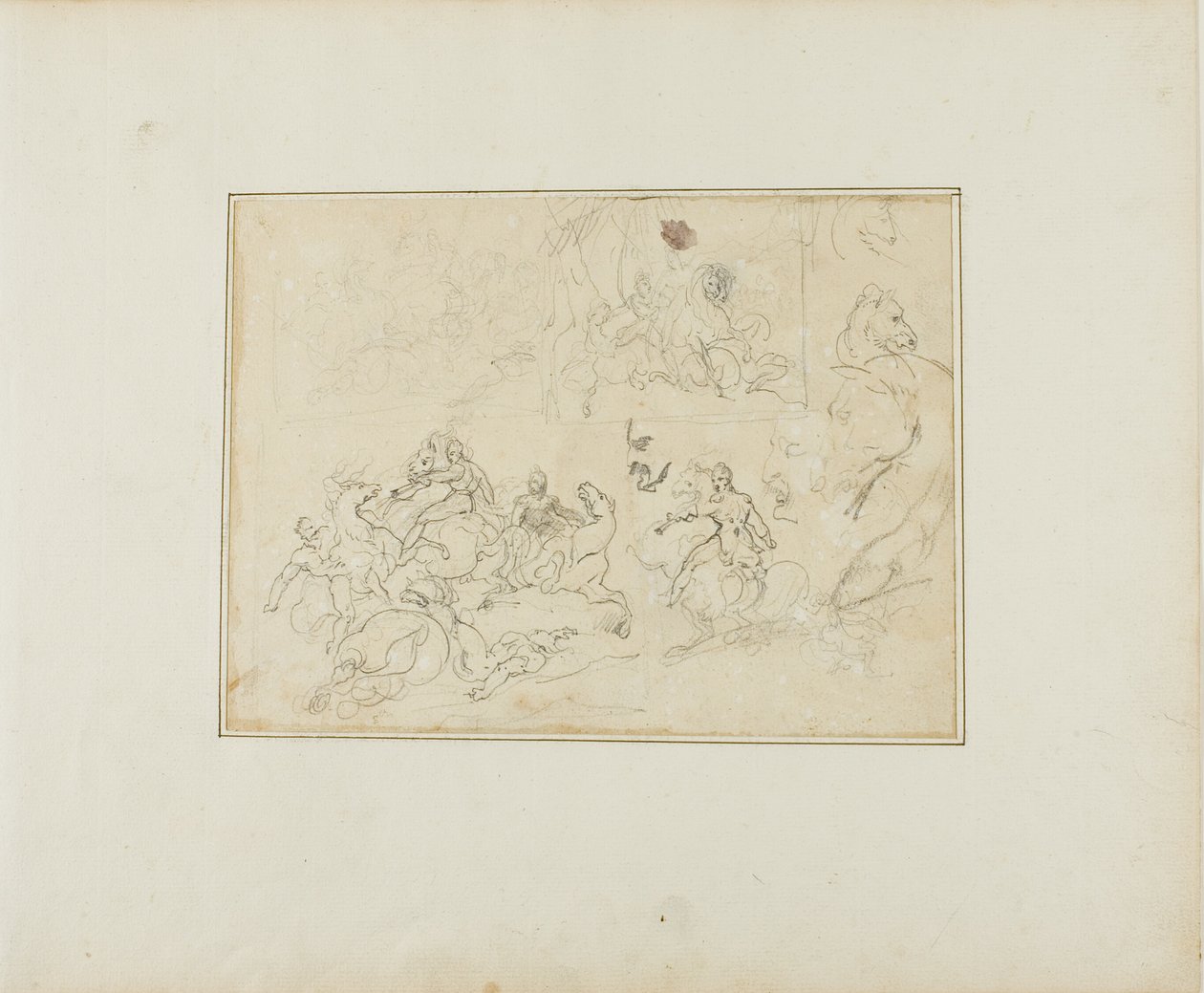 Schetsen van een cavalerieslag door Jean Louis André Théodore Géricault