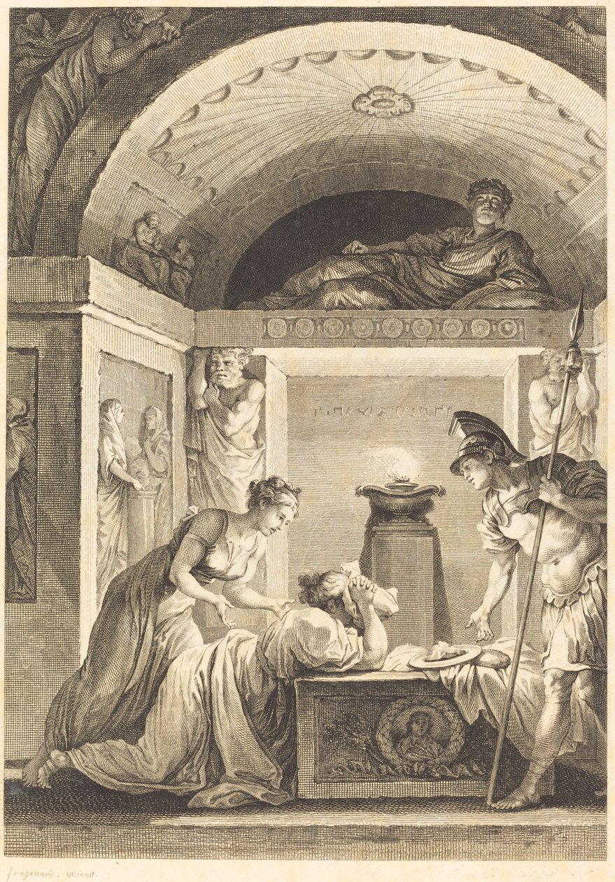De Matrone van Efeze door Jean Louis Delignon and Antoine Jean Duclos after Jean Honoré Fragonard