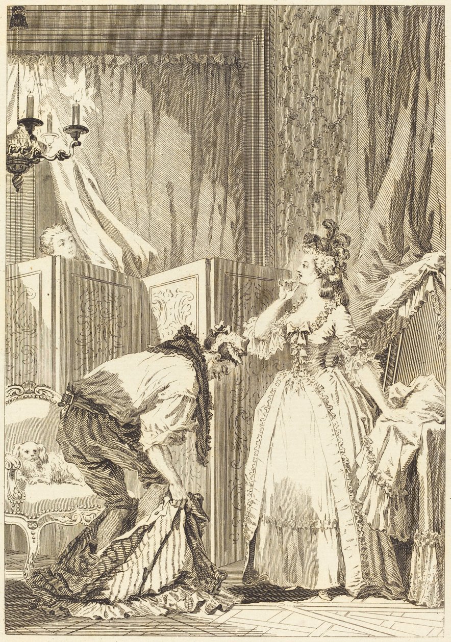 De geslagen en tevreden bedrogen echtgenoot door Jean Louis Delignon and Antoine Jean Duclos after Jean Honoré Fragonard
