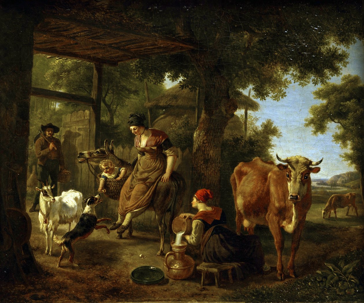 Op de boerderij. Een scène uit het landelijke leven door Jean Louis Demarne