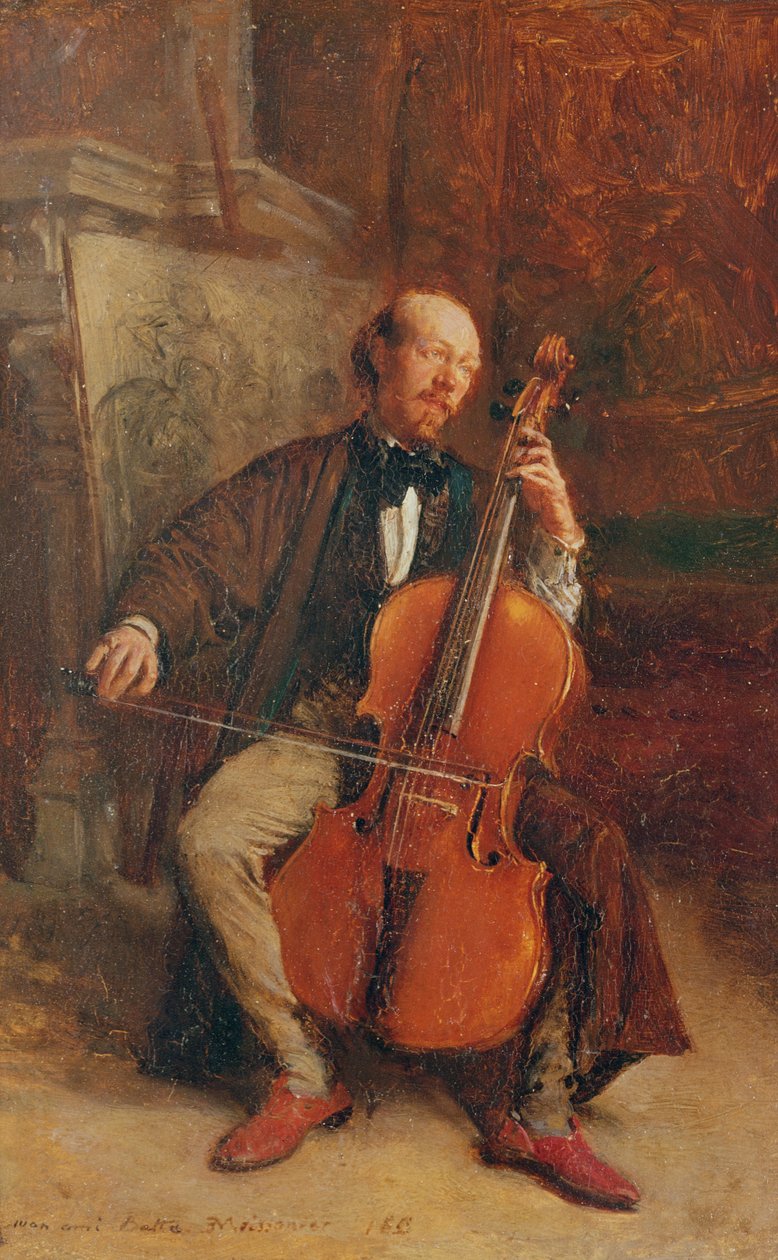 Alexandre Batta, de cellist, 1855 door Jean Louis Ernest Meissonier