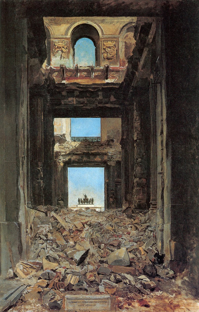 De ruïnes van het Tuilerieënpaleis na de Commune van 1871 door Jean Louis Ernest Meissonier