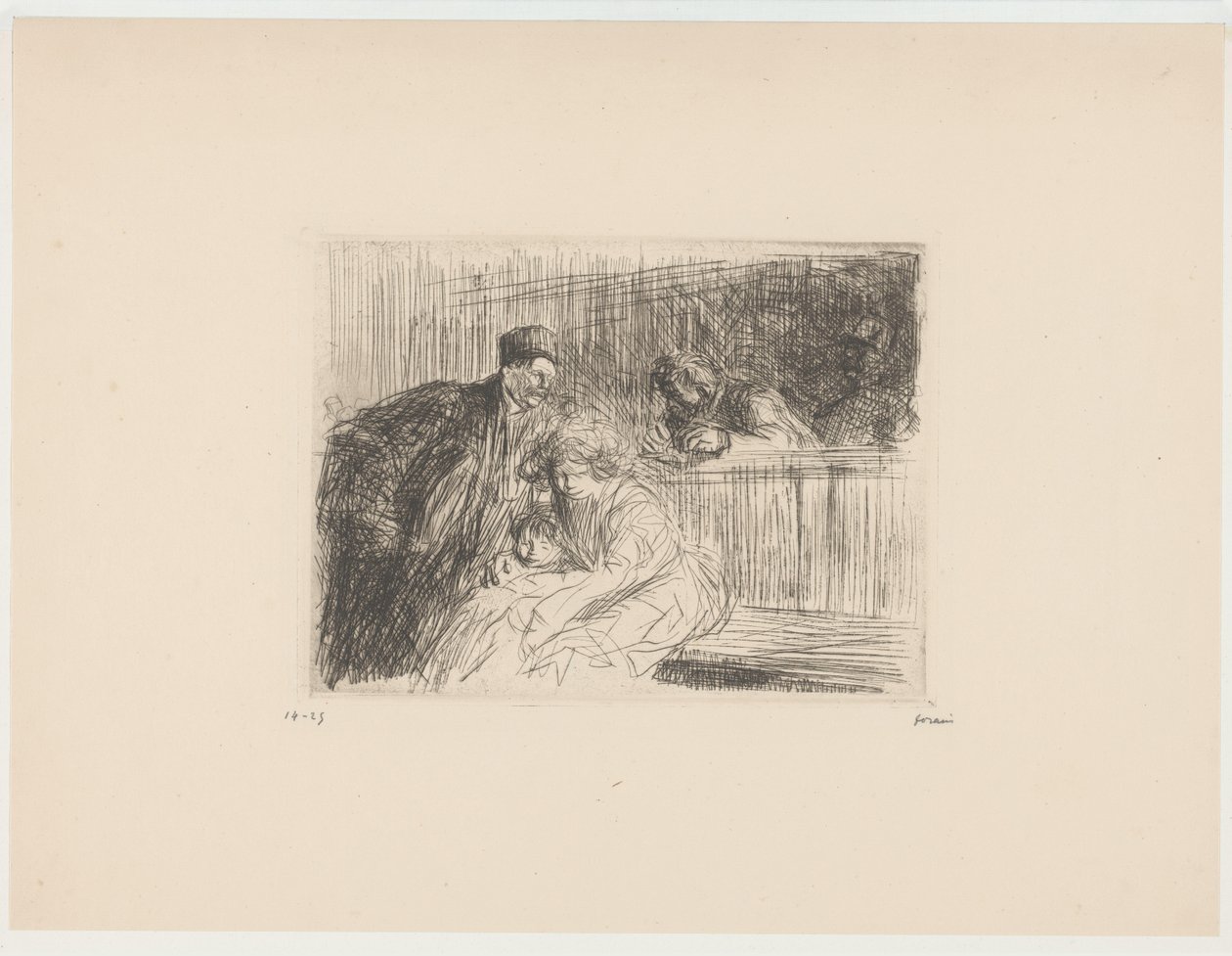 Advocaat met klanten voor de rechtbank door Jean Louis Forain (signed by artist)