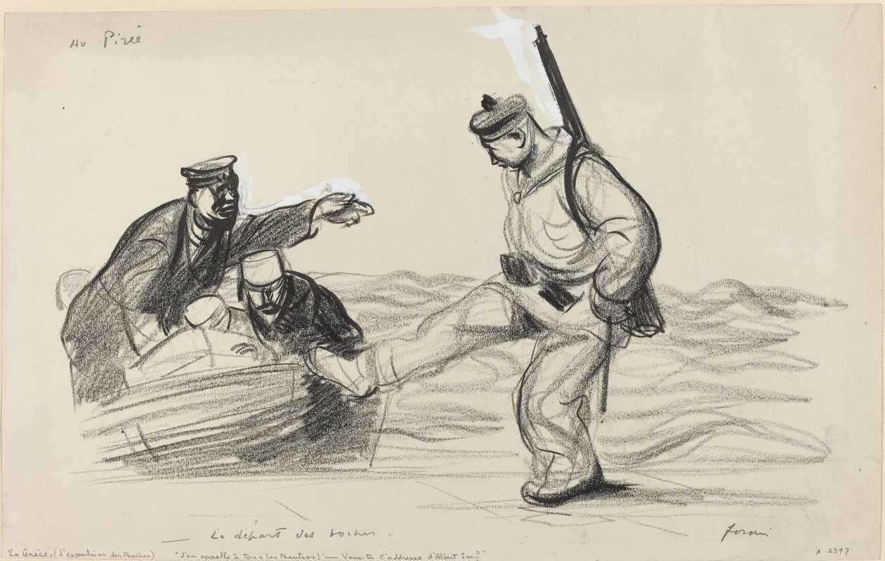 Au Piree. - Het vertrek van de boches, c. 1914-1919 door Jean Louis Forain