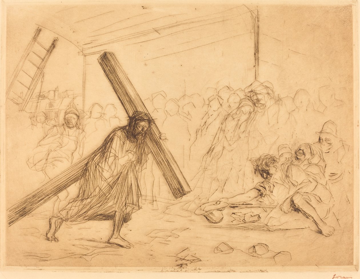 Christus Draagt het Kruis (vierde plaat) door Jean Louis Forain