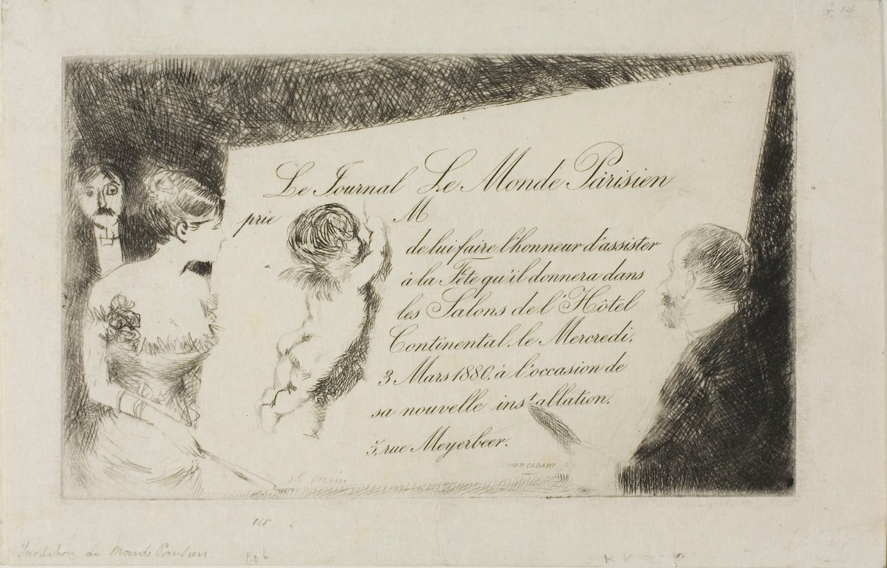 Uitnodiging van de krant "Le Monde Parisien door Jean Louis Forain