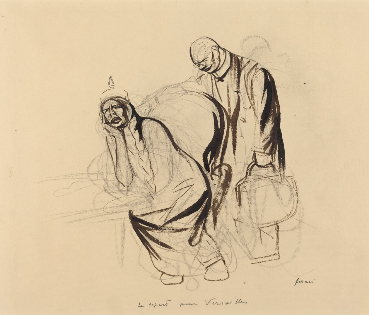 Le départ pour Versailles, ca. 1919 door Jean Louis Forain