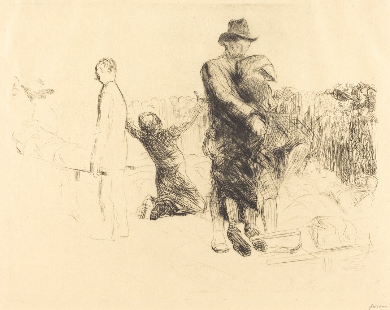 Lourdes, transport van de verlamde door Jean Louis Forain