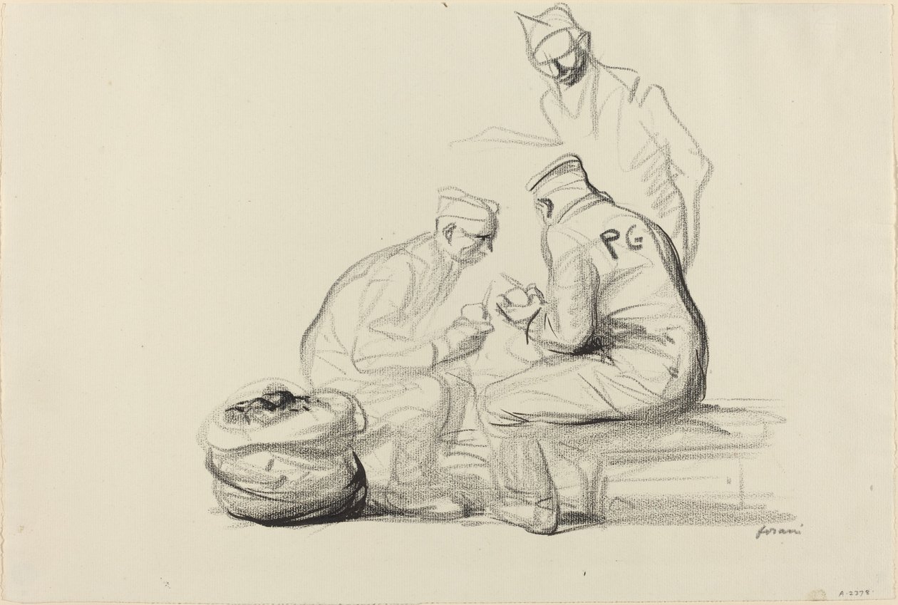Poilu en Duitse gevangenen, ca. 1914-1919 door Jean Louis Forain