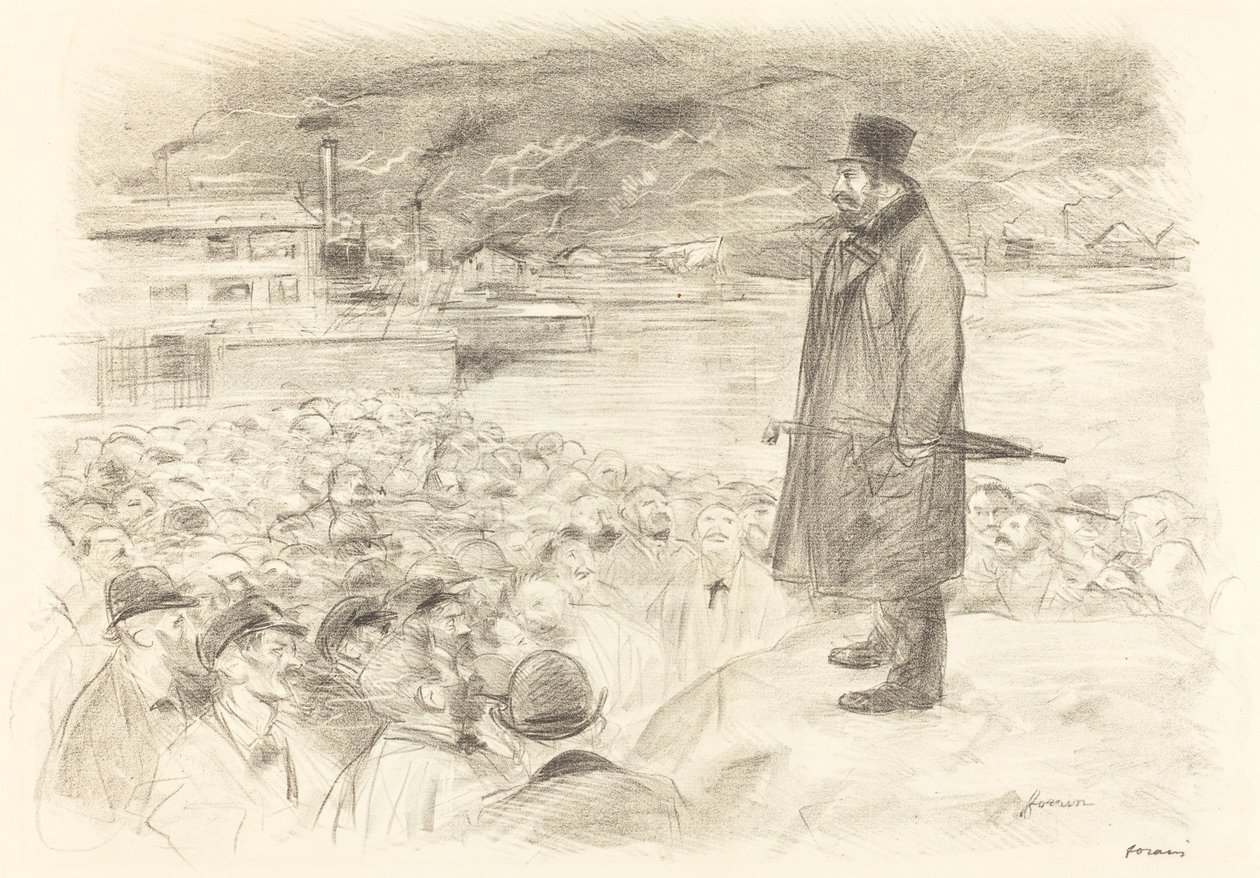 Scène van een Staking (derde plaat) door Jean-Louis Forain