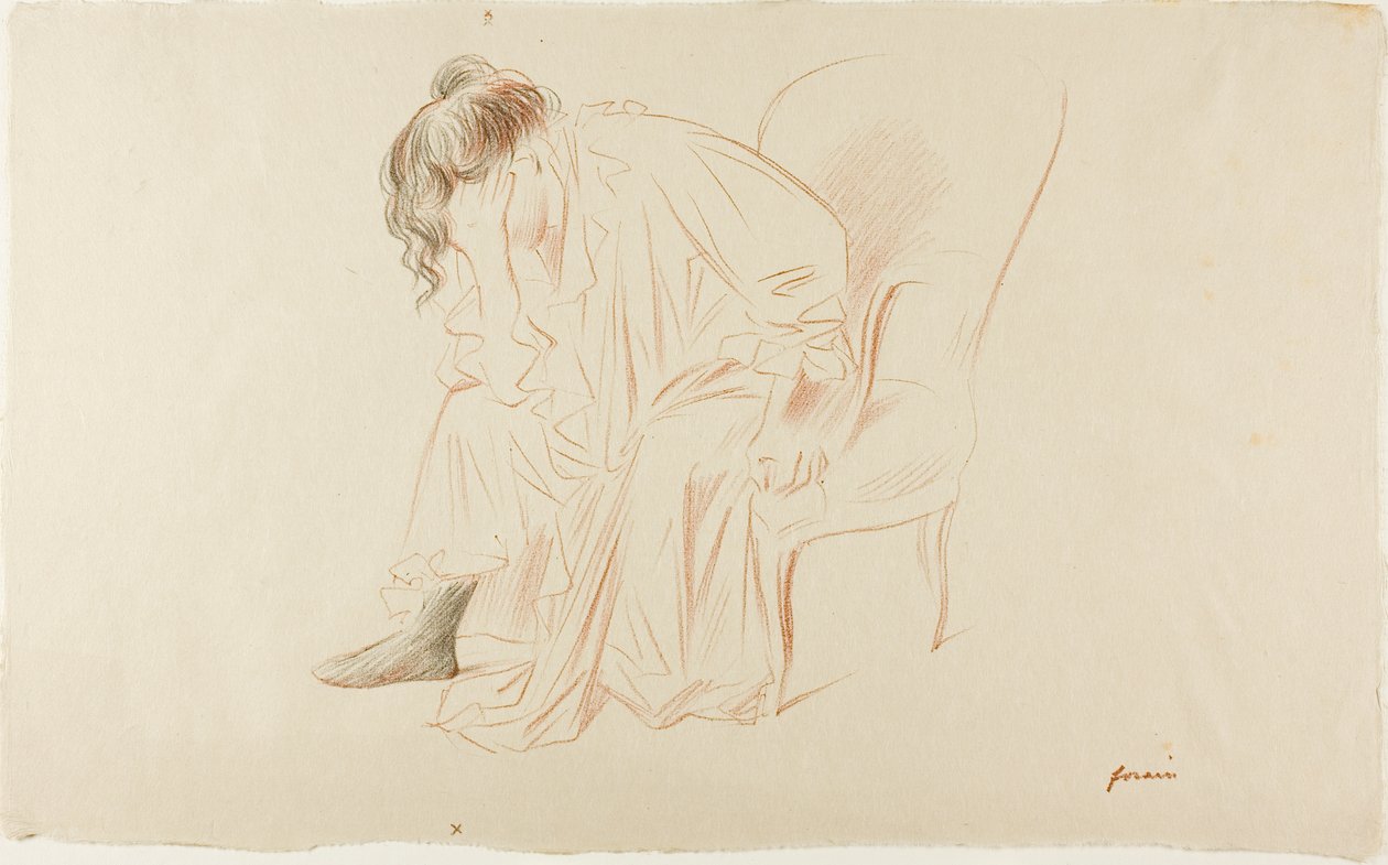 Zittende vrouw, hoofd in rechterhand door Jean-Louis Forain
