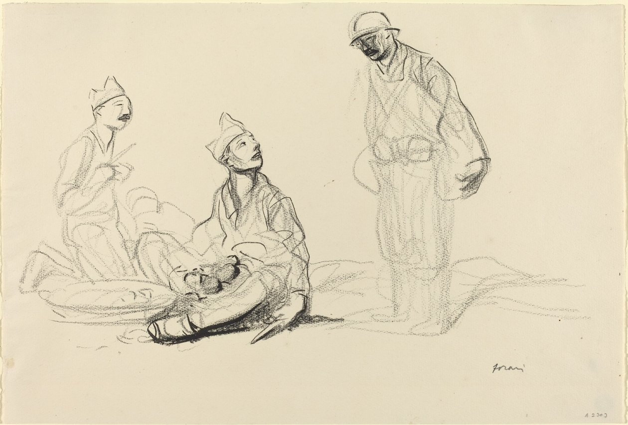 Soldaten bereiden een maaltijd voor door Jean Louis Forain