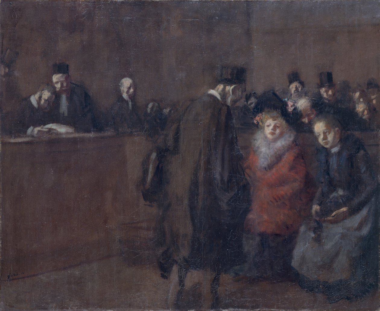 De rechtszaal scène de tribunal, 1910 door Jean Louis Forain