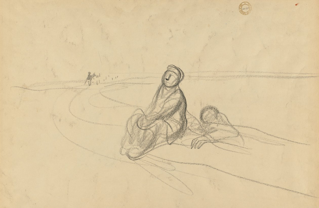Twee figuren op een weg (verso) door Jean Louis Forain