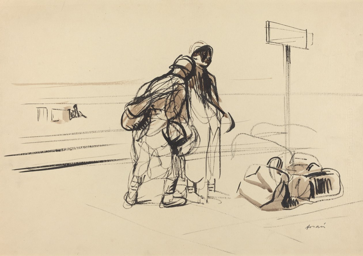 Twee Franse soldaten bij een mededelingenbord door Jean Louis Forain