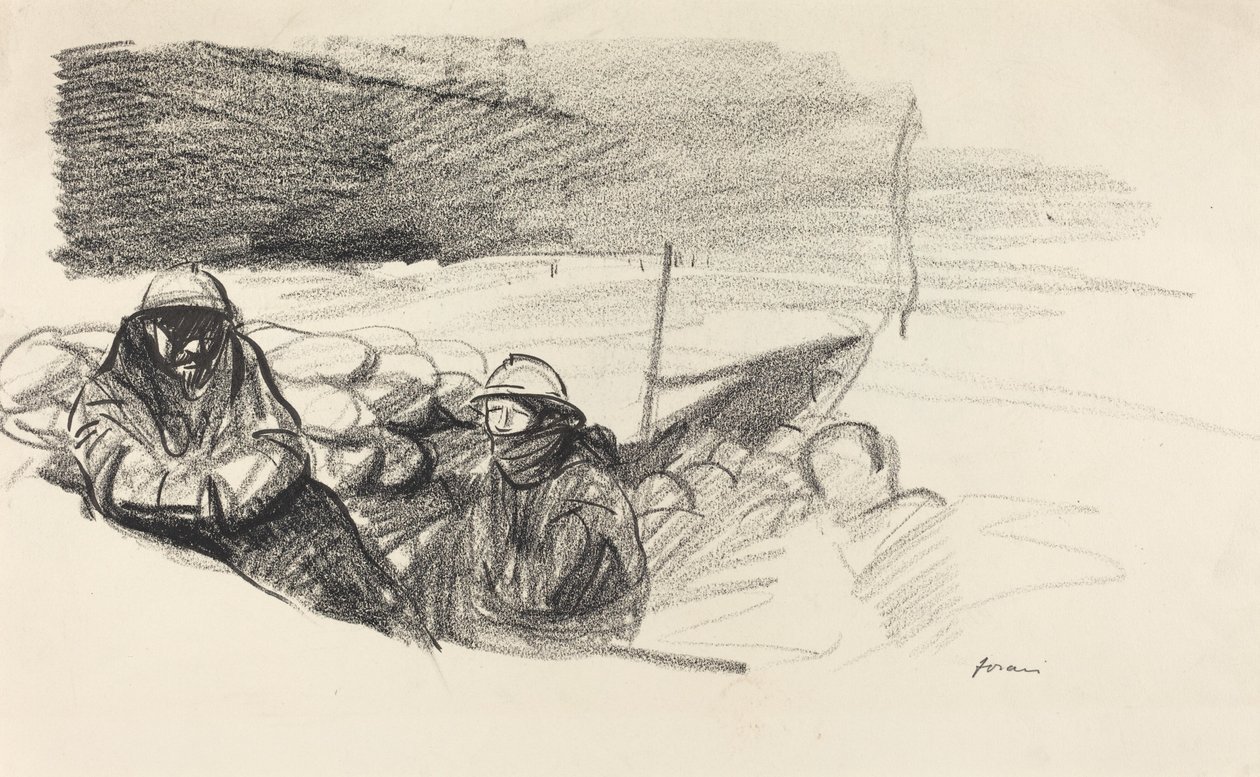 Twee soldaten in een loopgraaf | Jean-Louis Forain