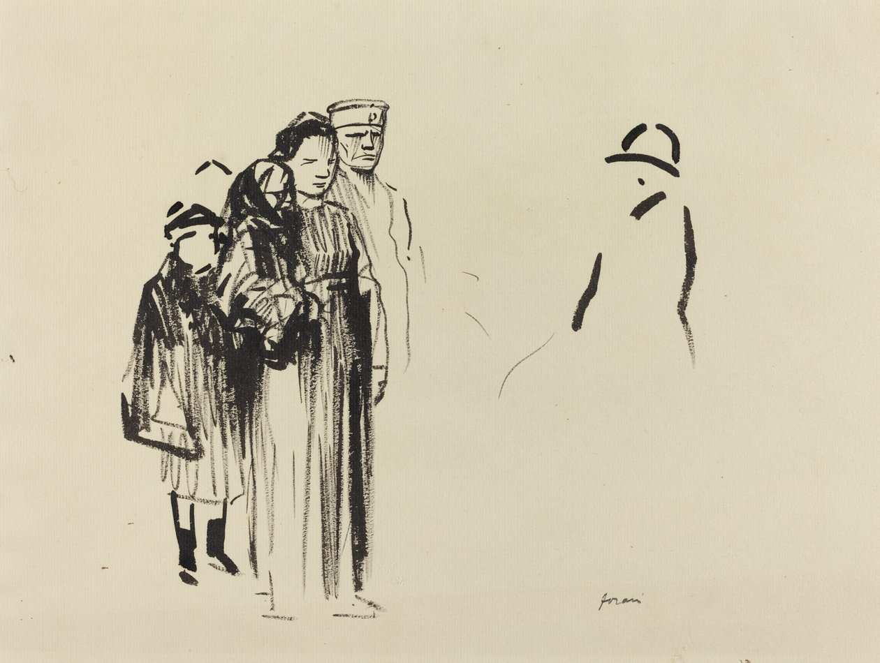 Vrouw en Twee Kinderen met Duitse Soldaten door Jean Louis Forain