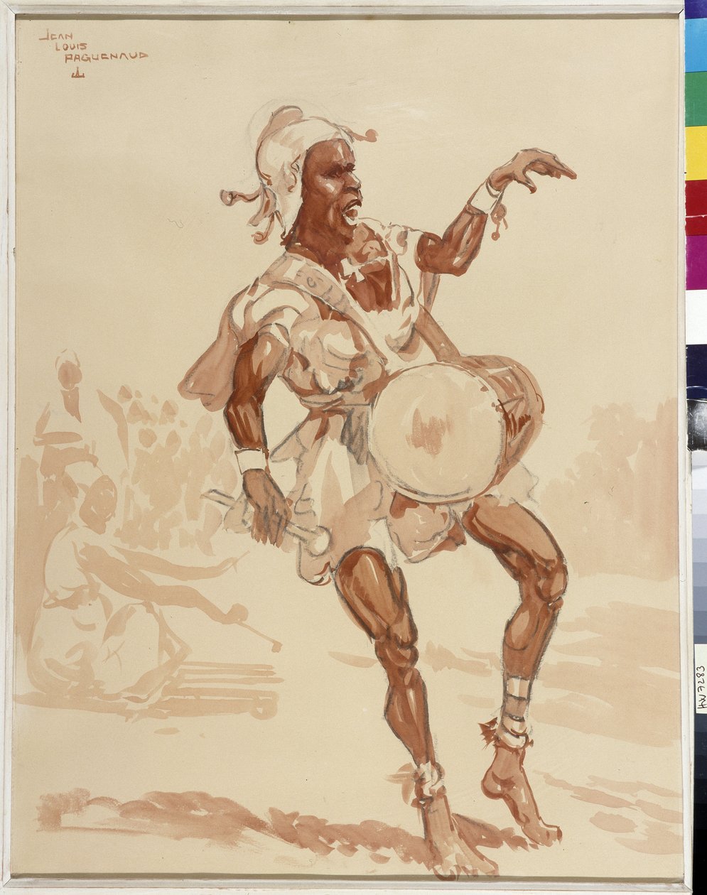 Afrikaanse muzikant door Jean Louis Paguenaud