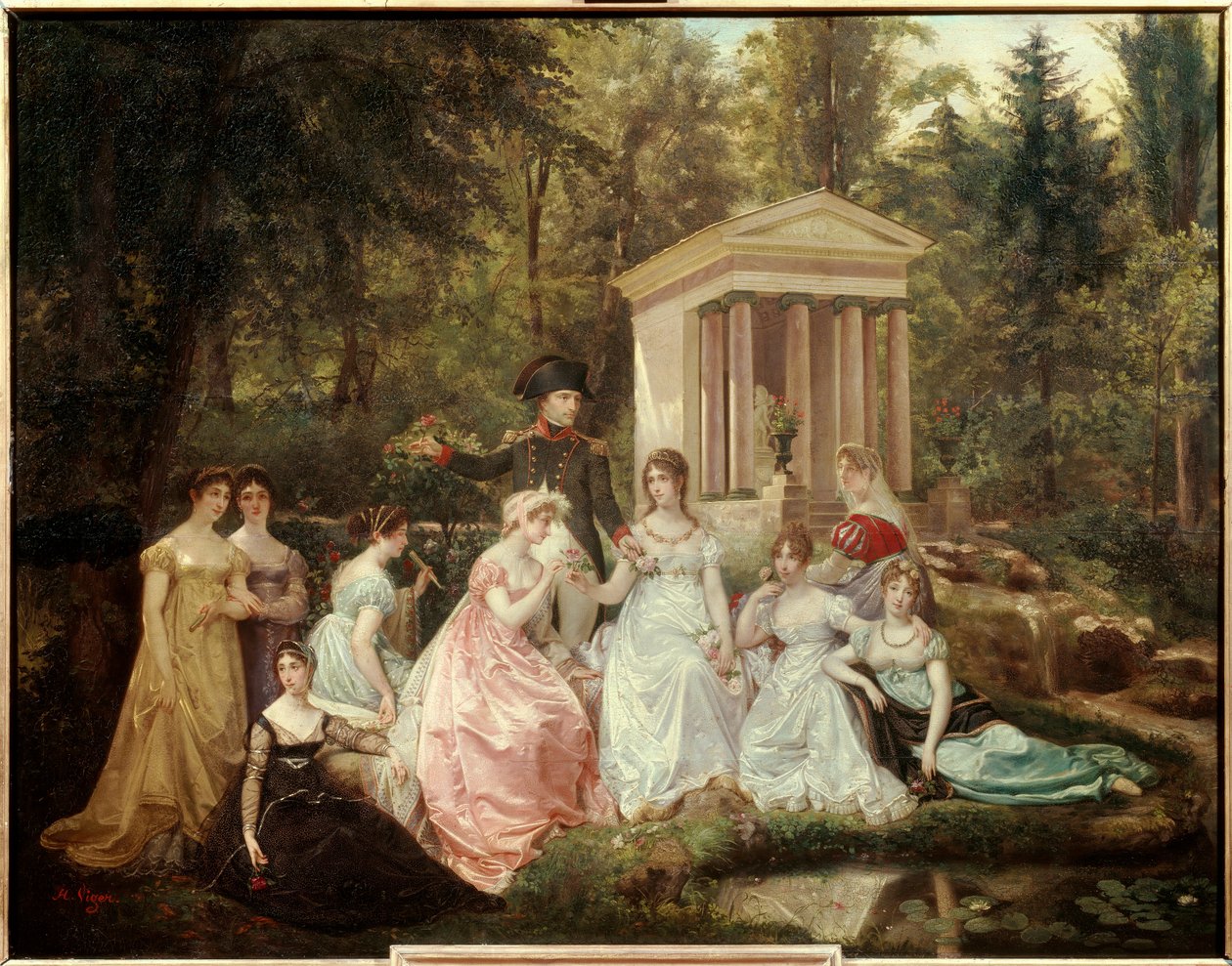 La rose de Malmaison: keizerin Josephine de Beauharnais en keizer Napoleon Bonaparte en zijn hofdames door Jean Louis Victor Viger du Vigneau