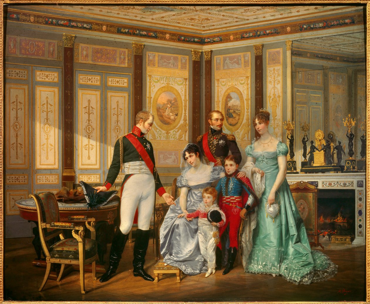 De keizerin Josephine de Beauharnais (1763-1814) ontving de tsaar Alexander I (1777-1825) aan wie ze haar kinderen aanbeval in mei 1814. De keizerin is omringd door Eugene Rose de Beauharnais, prins Eugene (1781-1824), Hortense de Beauharnais (1783-1837) door Jean Louis Victor Viger du Vigneau