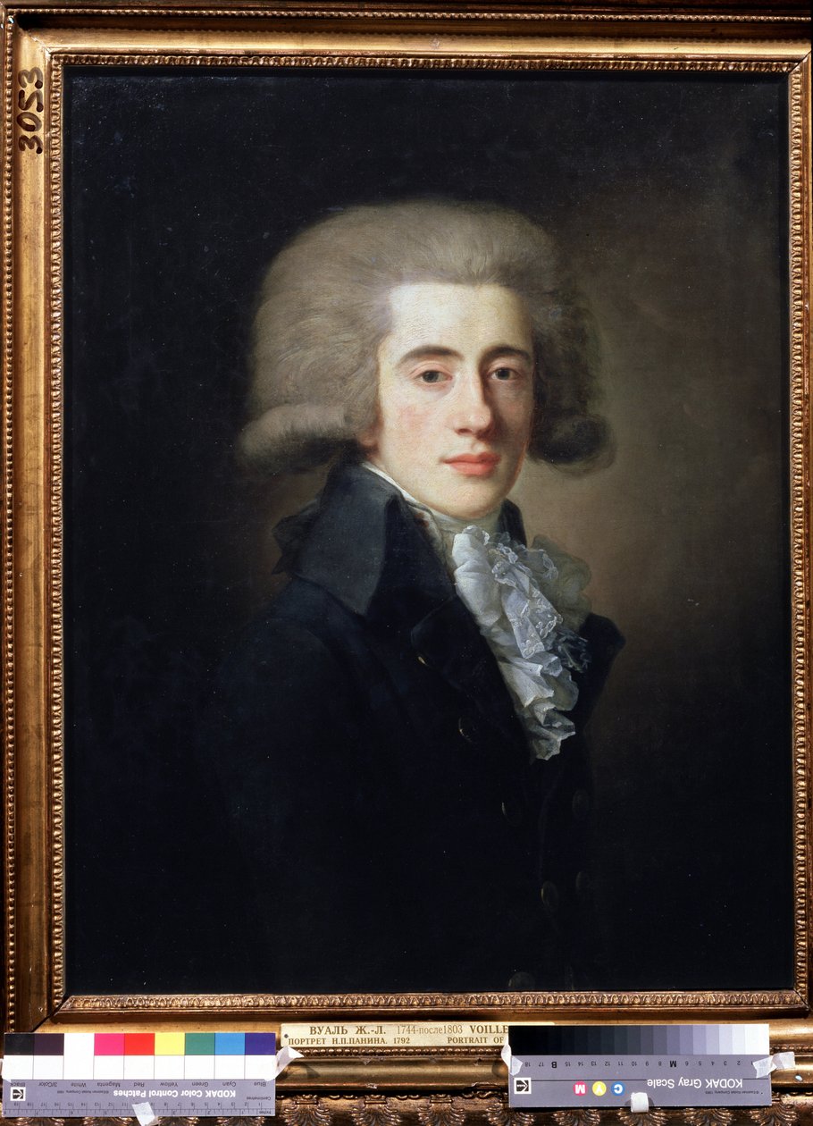 Portret van de Russische vicekanselier Nikita Panin door Jean Louis Voille