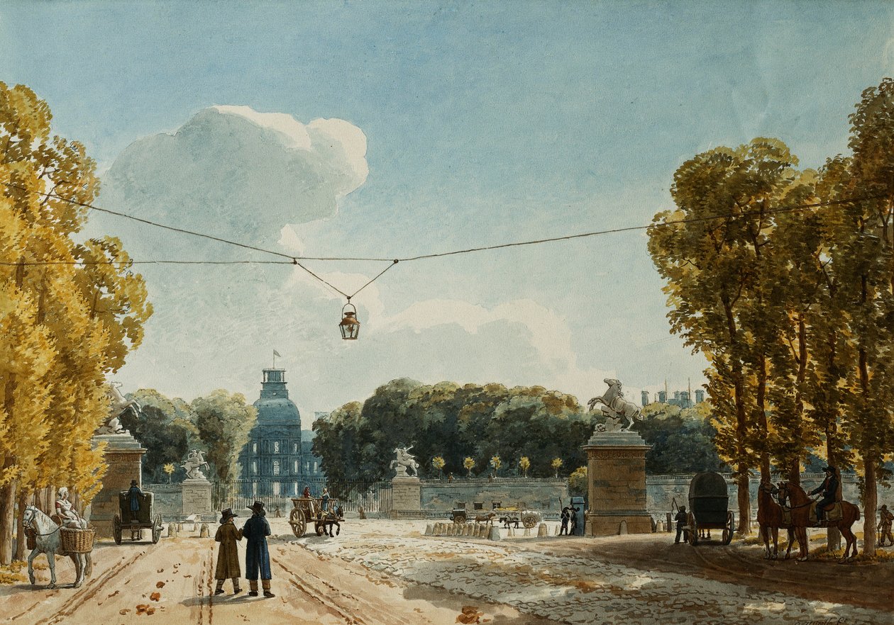 Een Uitzicht op de Tuilerieën vanaf de Champs-Elysées door Jean Lubin Vauzelle