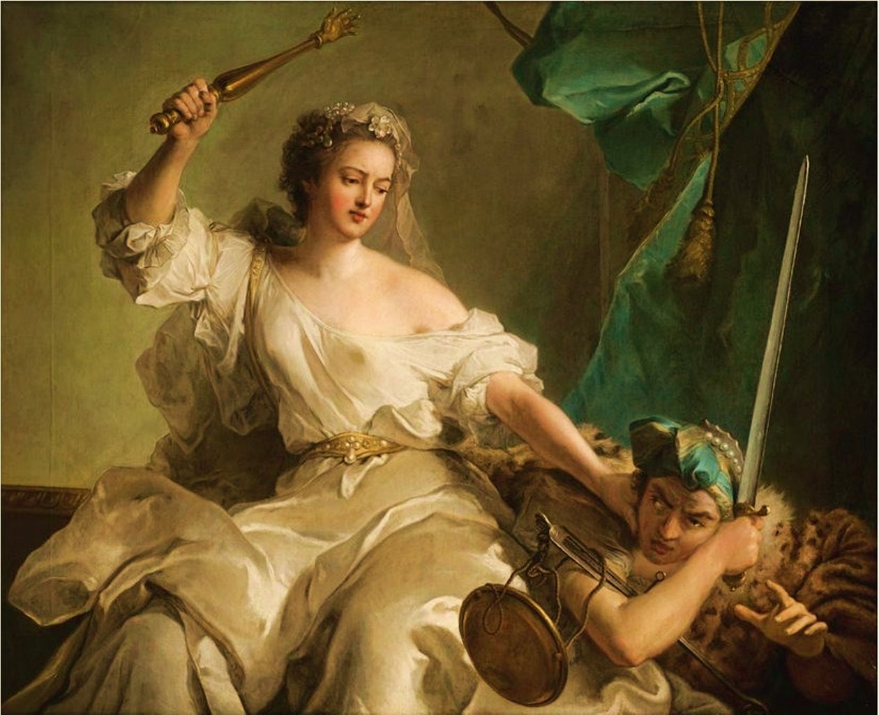 Gerechtigheid die Onrecht bestraft noemde Madame Adélaïde van Frankrijk als Gerechtigheid. door Jean Marc Nattier
