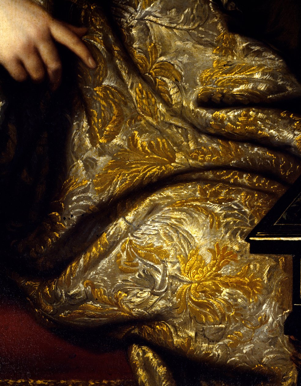 Portret van Jean Baptiste Colbert, heer Marquis de Seignelay, minister van marine, zoon van Colbert (detail van draperieën) door Jean Marc Nattier