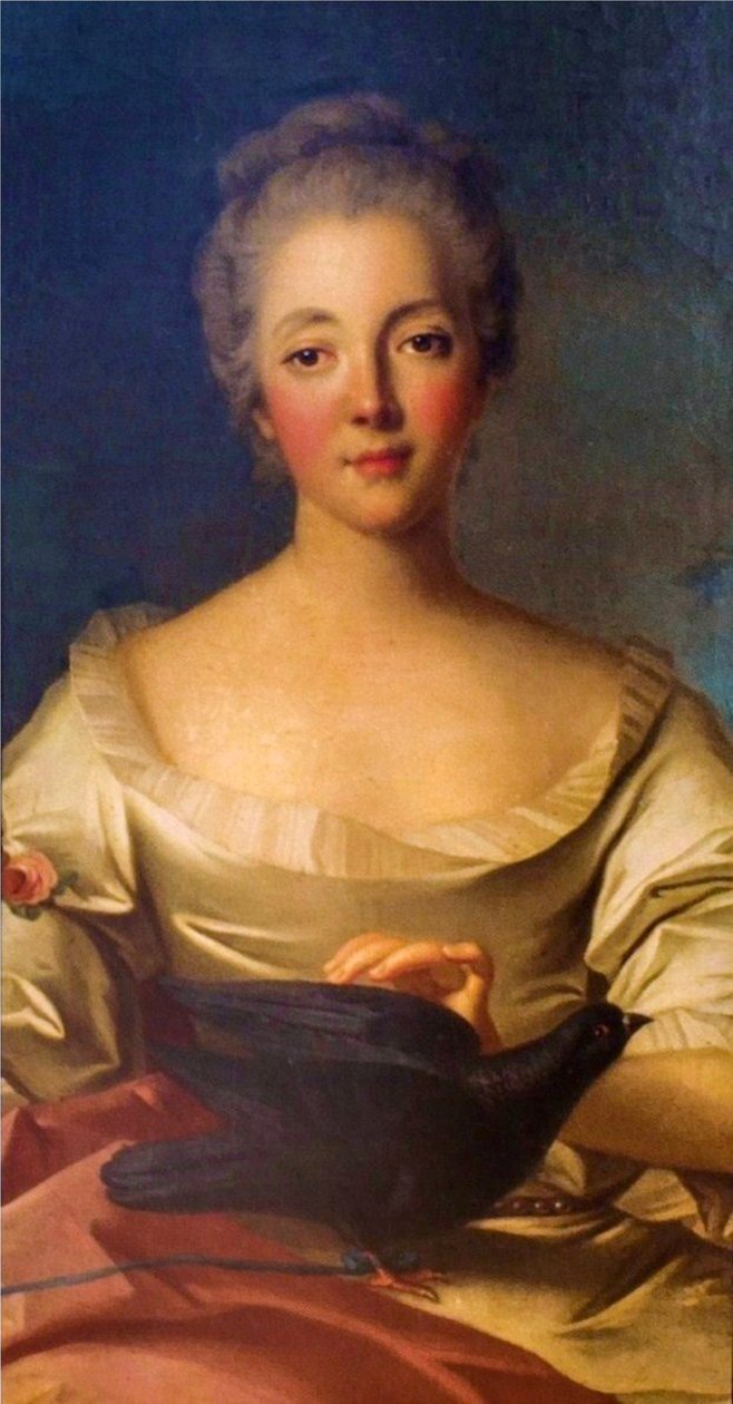 Portret van Madame Louise Dupin (1706-1799). door Jean Marc Nattier