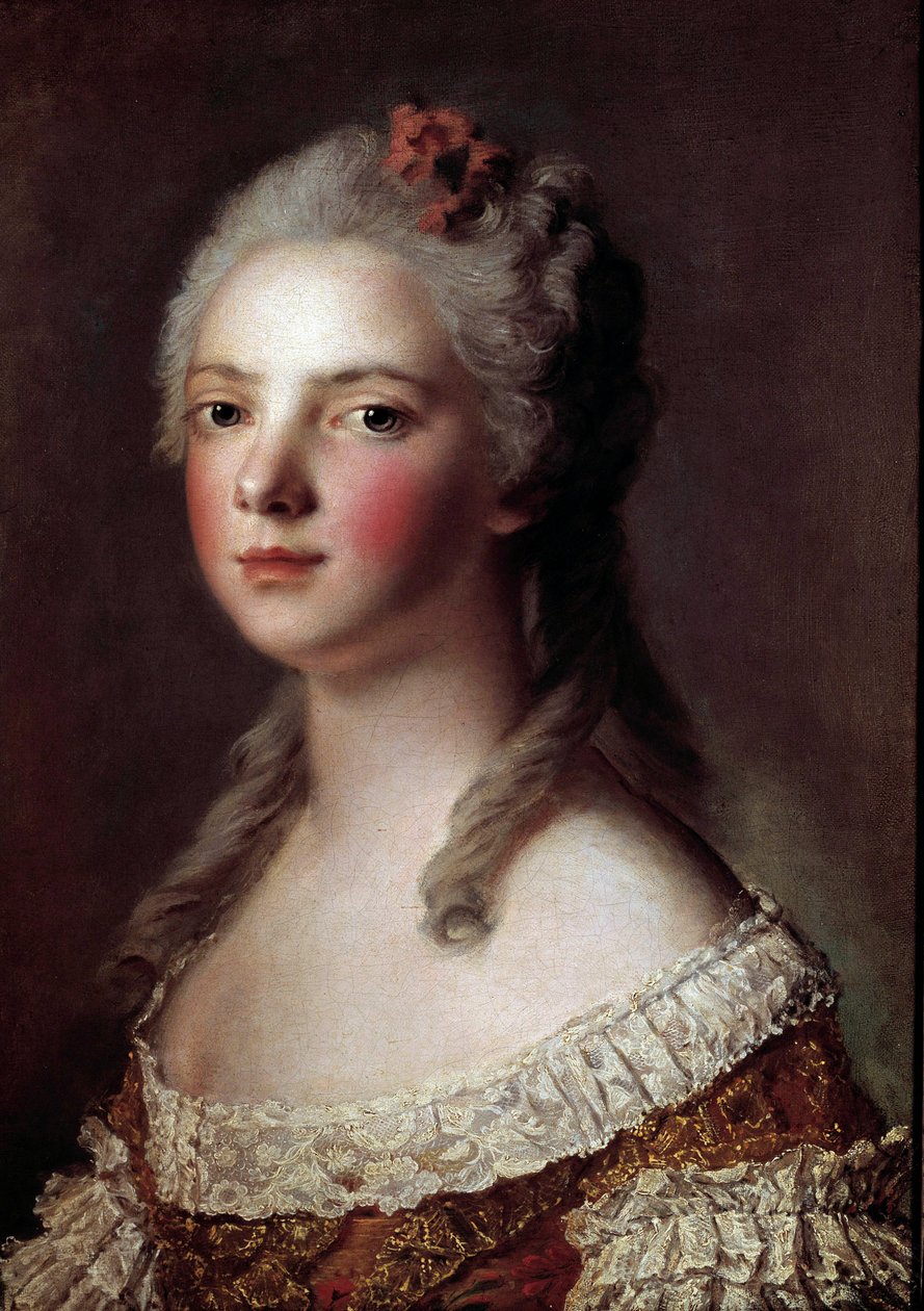 Portret van Marie Adelaide van Frankrijk genaamd Madame Adelaide (1732-1799) dochter van Lodewijk XV door Jean Marc Nattier